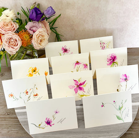 Hand painted flower card watercolor painted by Narae florist Kathy Best Florist best flowers send hand painted card with your order of Designer's Choice premium or Designer's Choice Exquisite Same day flower delivery custom designed flower arrangement