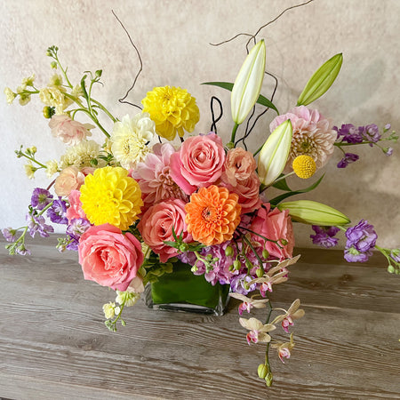 Vienna All Occasion Flower Arrangement Birthday Sympathy Anniversary Thank you Get well Love Romance Baby Arrival just because Dahlia Roses lilies Orchid