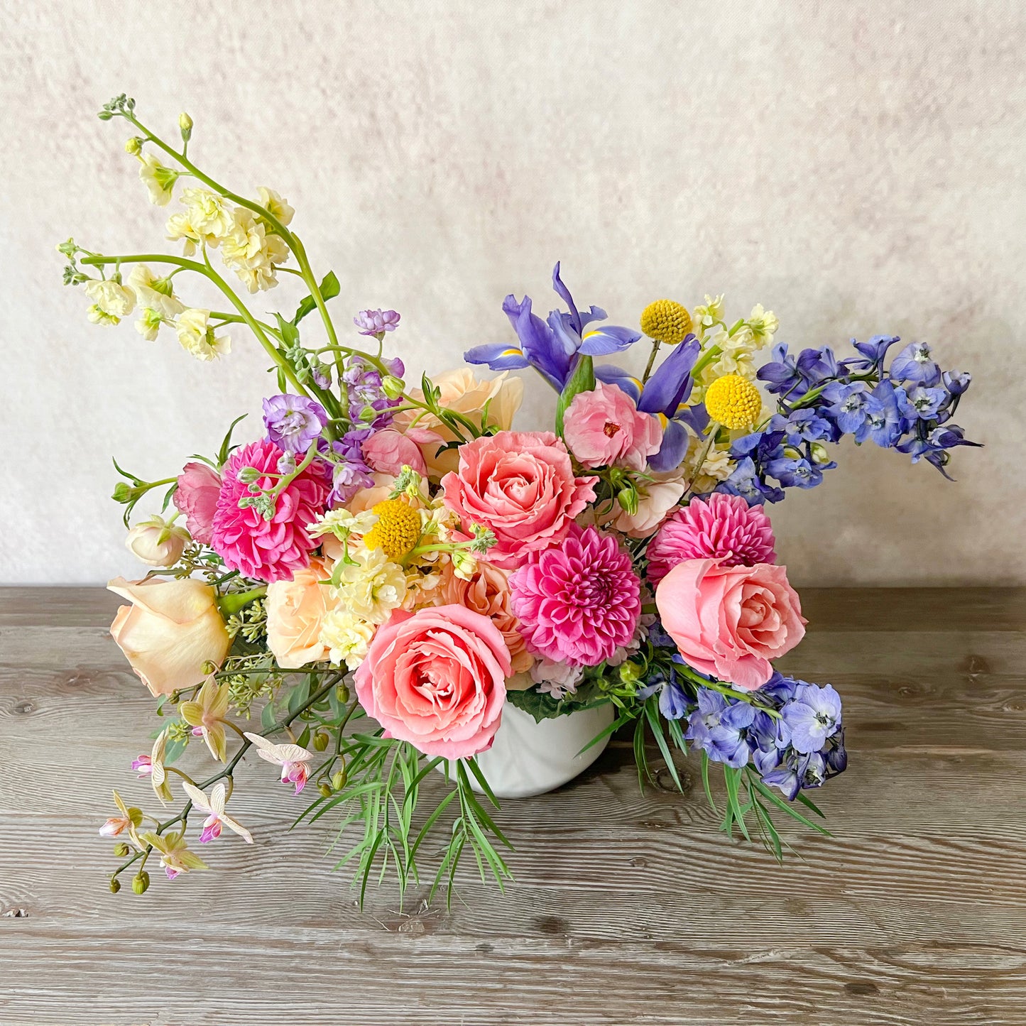 Francesca soft pink Rose Dahlia orchid hydrangea All Occasions birthday anniversary sympathy get well congrats thank you baby arrival love and romance just because Local Flower Delivery by Best Local Florist Best Flowers by NaRae Flowers